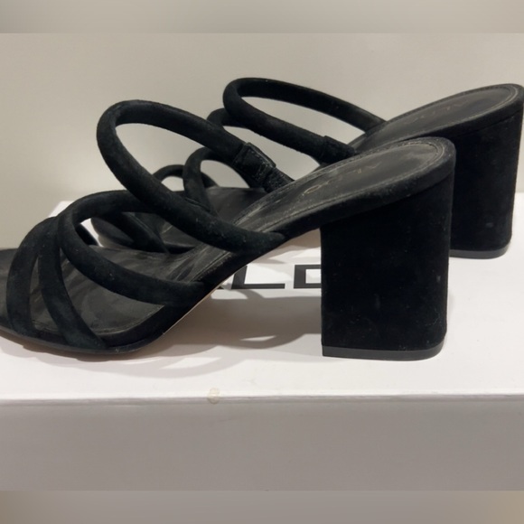 Aldo Black Faux Suede Block Heel Sandals – Size 8.5 - Picture 3 of 6